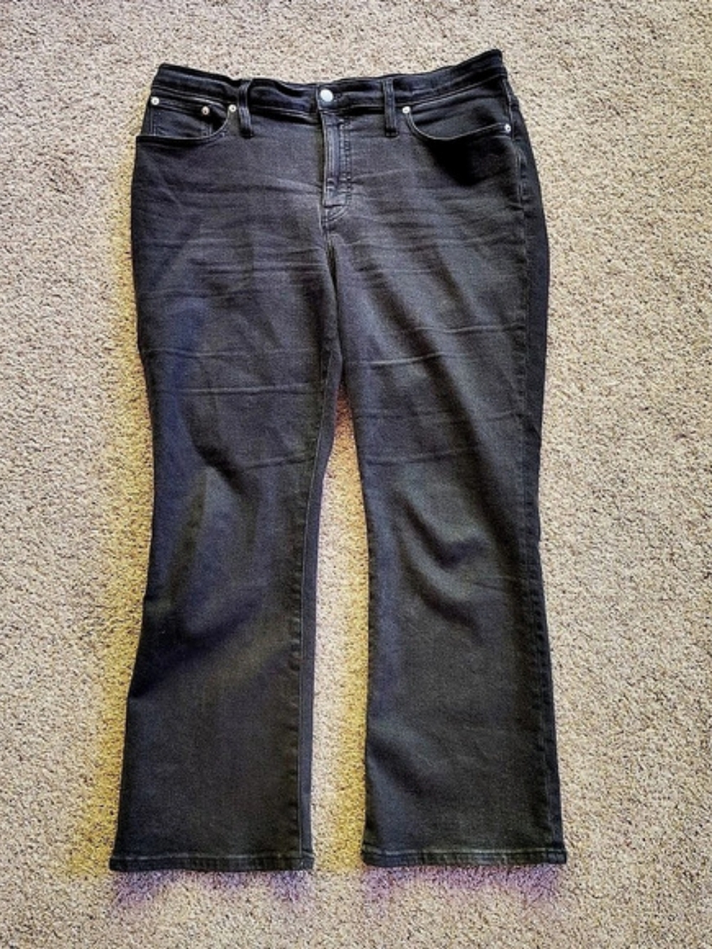 Madewell Mid-Rise Kick Out Jeans Black Wash Waist 31 Denim Stretch